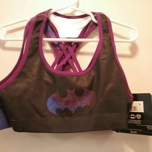Batman Girls Set of 2 Sports Bras Purple and Black Size XL New